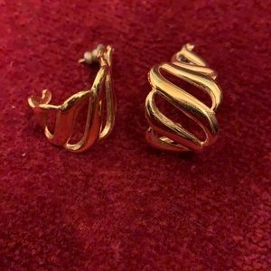 Gold tone pierced earrings